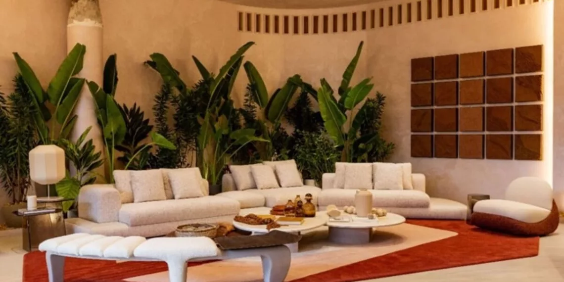 Hall de entrada da CASACOR São Paulo traz os tons terrosos como protagonistas e explora a potencialidade da paleta 