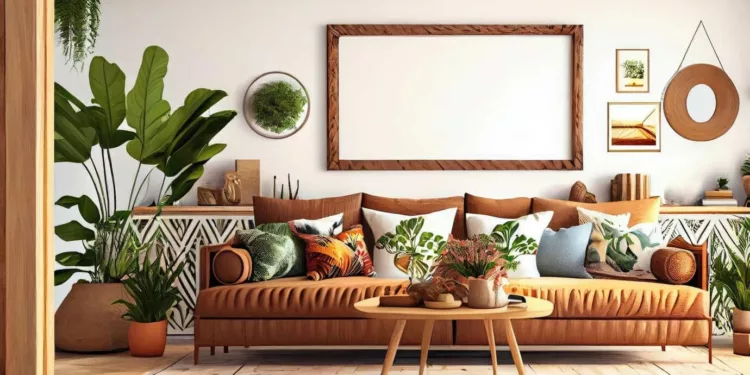 stylish scandinavian living room with design mint sofa furnitures mock up poster map plants eleg 1258 152168 Decoração e estilo: cores da temporada 2024/2025 transformam ambientes