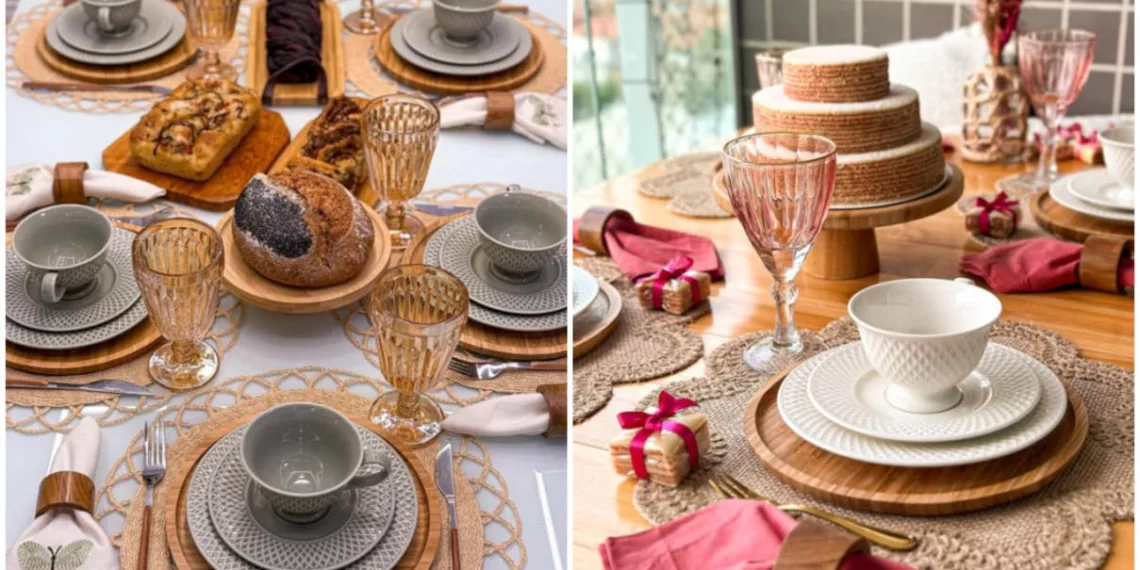 mesa posta para cafe da tarde