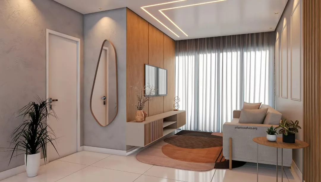 Layout unico para sala de estar de apartamento