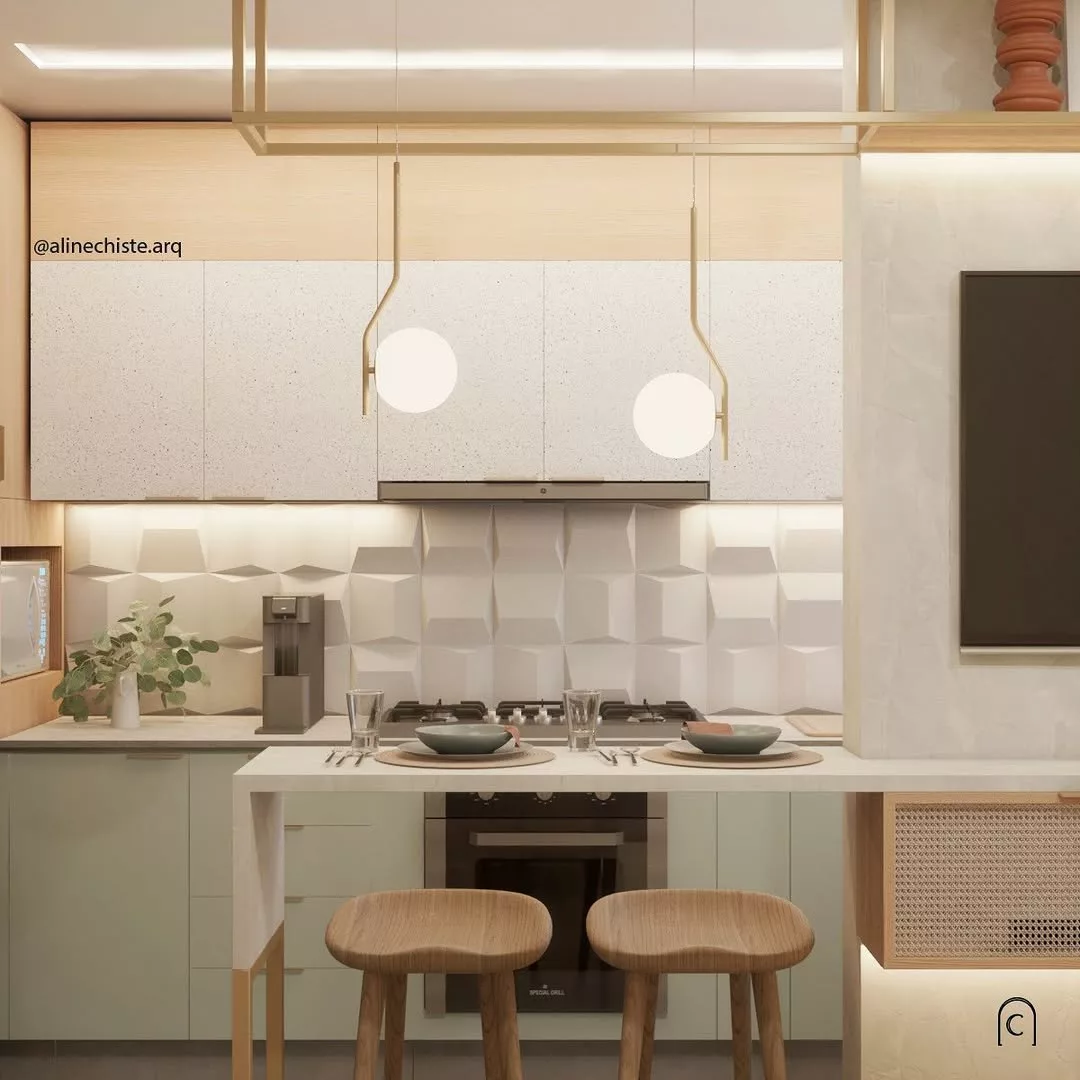 A sala e cozinha conjugada pode ter sofisticação