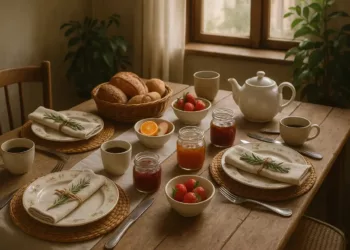 Como montar uma mesa de café da manhã de domingo em estilo rústico chic