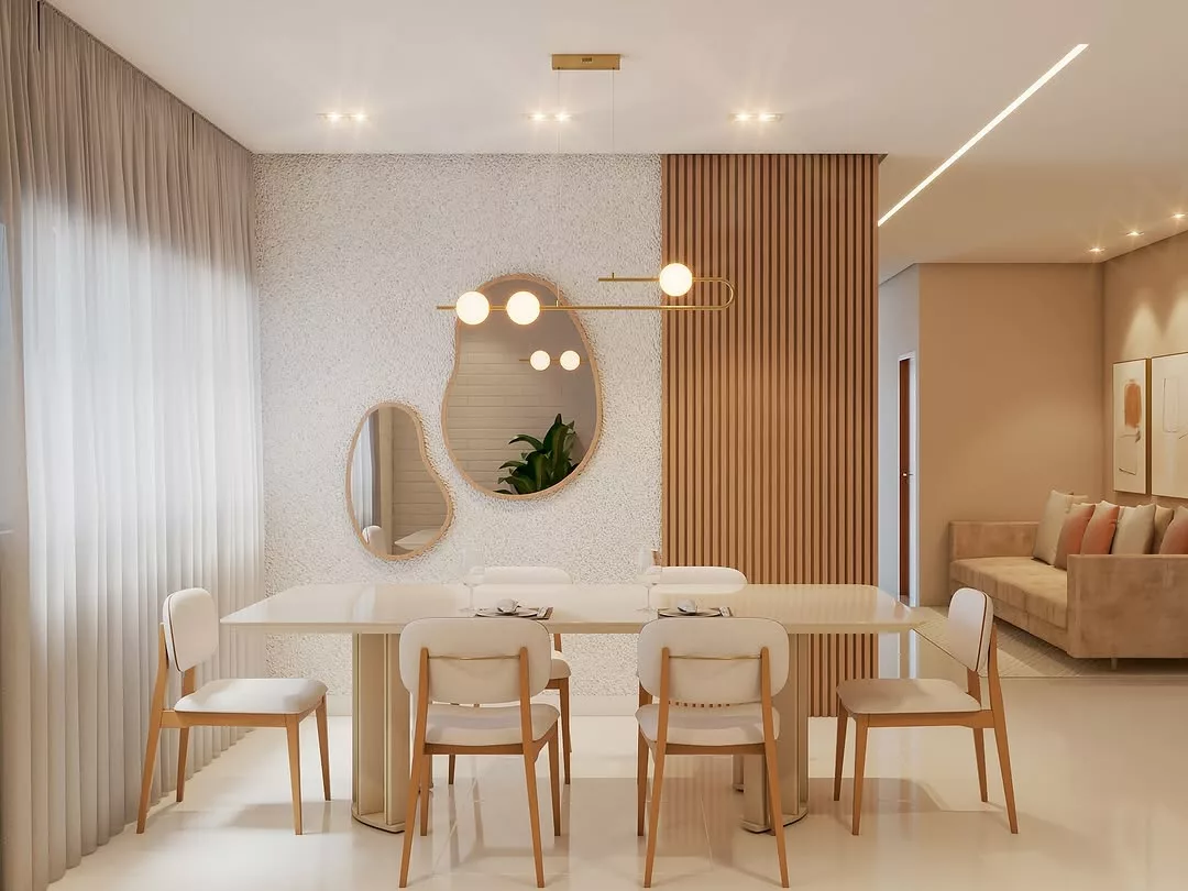Painel ripado na sala de jantar: como usar para ampliar o espaço e valorizar a iluminação