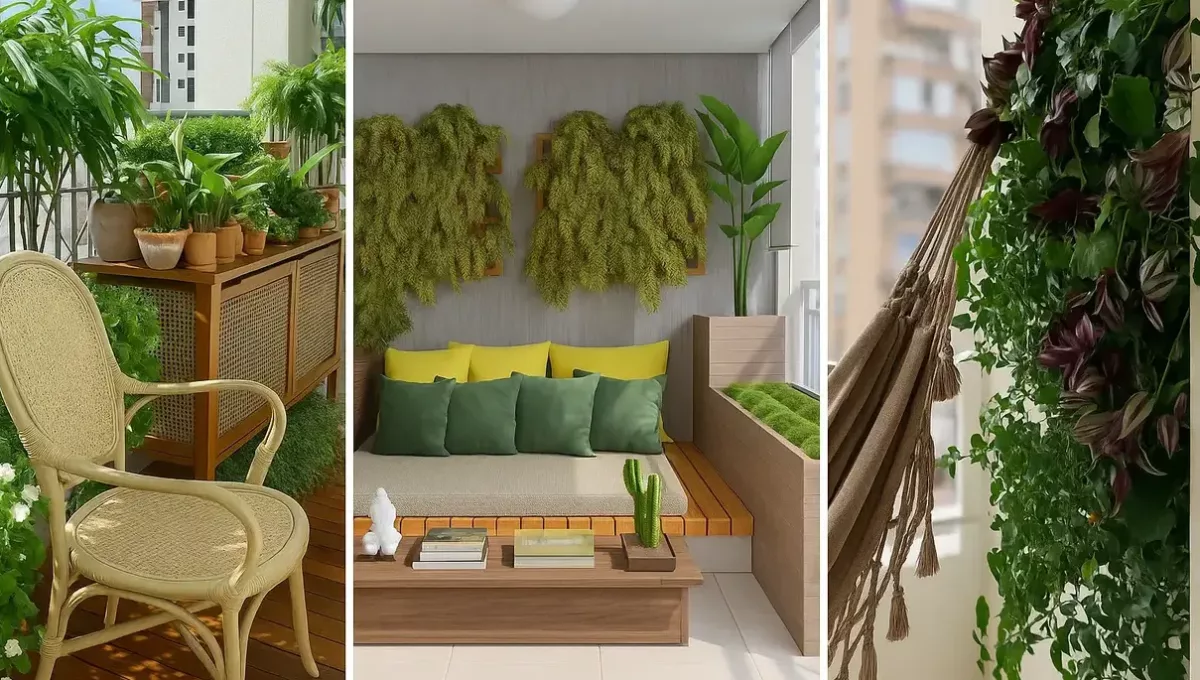 Varanda com cara de jardim: o segredo está nos vasos grandes e no paisagismo inteligente