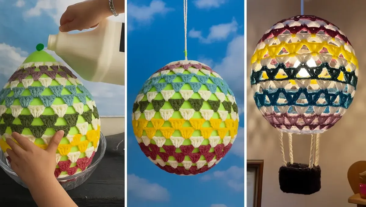 Você não vai acreditar como essa luminária de crochê é feita — e o efeito é mágico