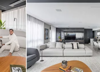 Com o uso predominante do preto, gradientes de cinza e o offwhite ao longo dos 187 m² deste  apartamento, a arquiteta Ana Rozenblit delineou a identidade jovem e marcante dos moradores  | Projeto Spaço Interior | Fotos: Kadu Lopes