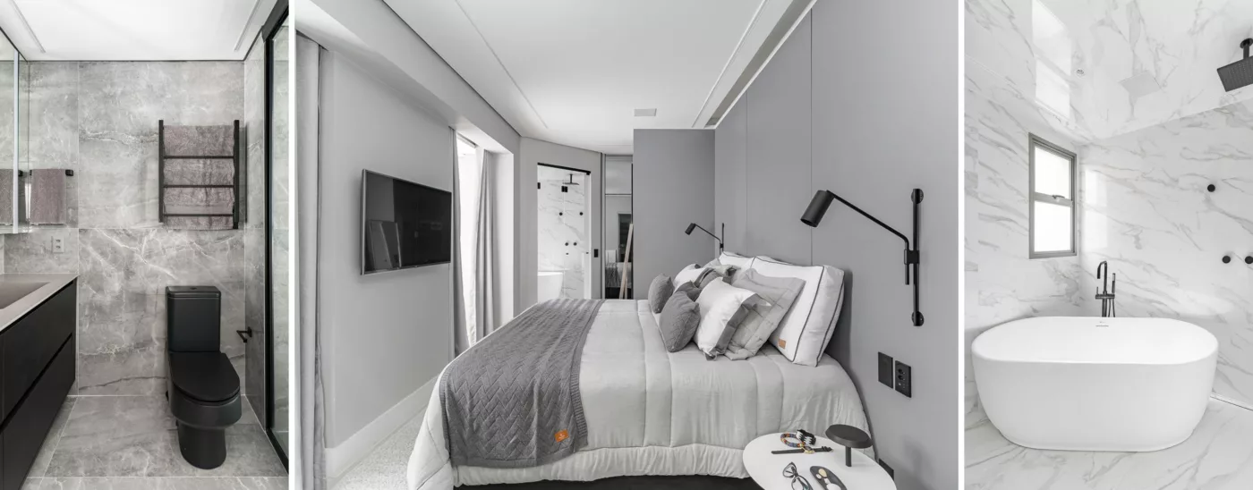 Reforma de apartamento destaca a predominância do preto, atmosfera acolhedora e móveis com design contemporâneo