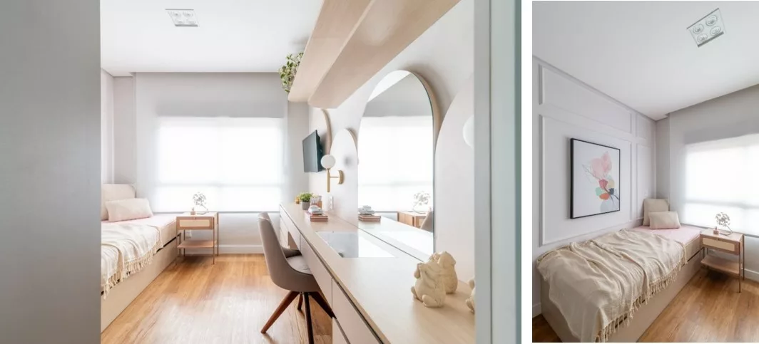Marcenaria que distribui o imóvel, tons naturais, serralheria, formas geométricas e um toque de estilo farm marcam reforma de apartamento
