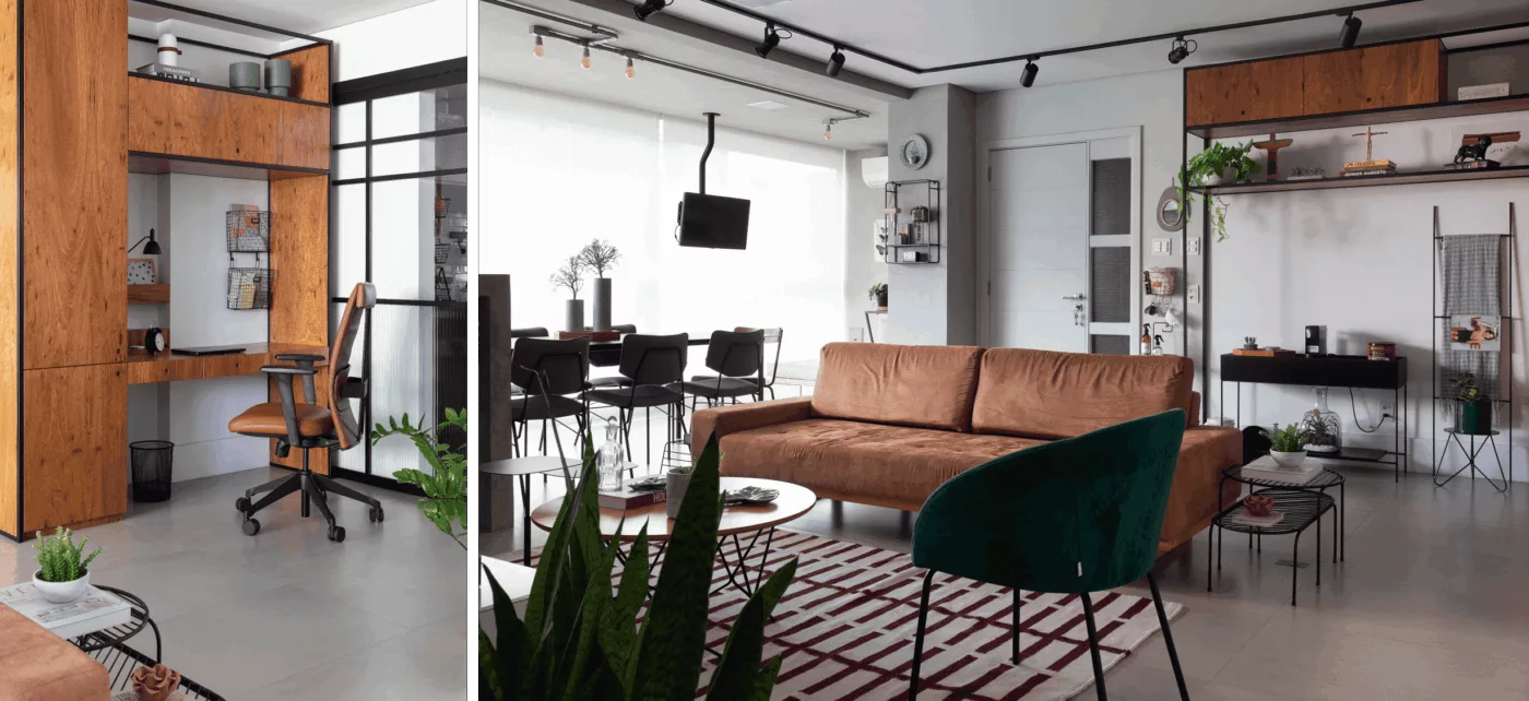 Reforma une aconchego e estilo industrial em apartamento de 150 m²