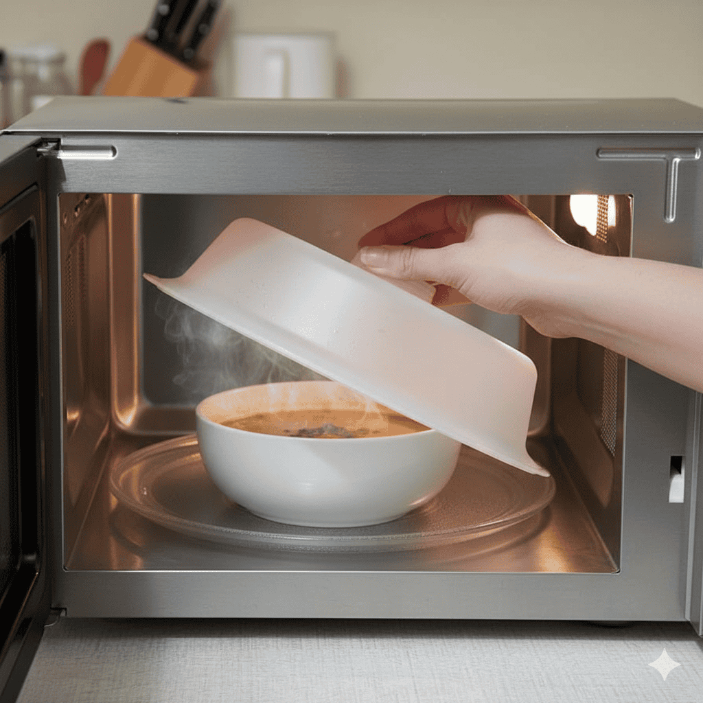 Tampa de micro-ondas: como esse item simples protege sua comida e seu eletrodoméstico