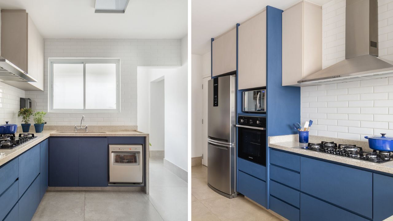 Apartamento anos 1980 ganha nova vida com reforma focada na cozinha e na área de serviço