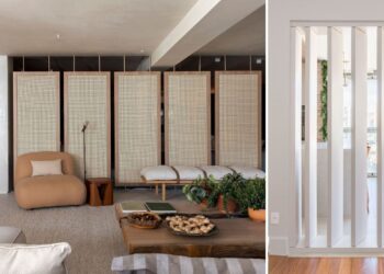 Biombos e brises são opções empregadas nos projetos de interiores | Projeto Isabella Nalon e
Spaço Interior |Fotos: Rafael Renzo e Kadu Lopes