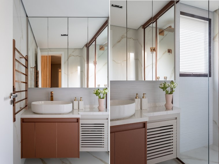 Como inovar nos armários aéreos do banheiro