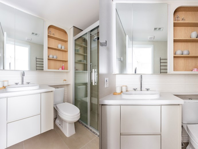 Como inovar nos armários aéreos do banheiro