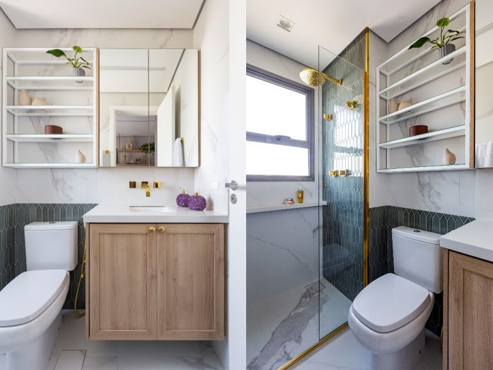 Como inovar nos armários aéreos do banheiro