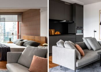 Estúdio de 40 m² em SP ganha projeto com jeitinho de casa e vista para a Faria Lima