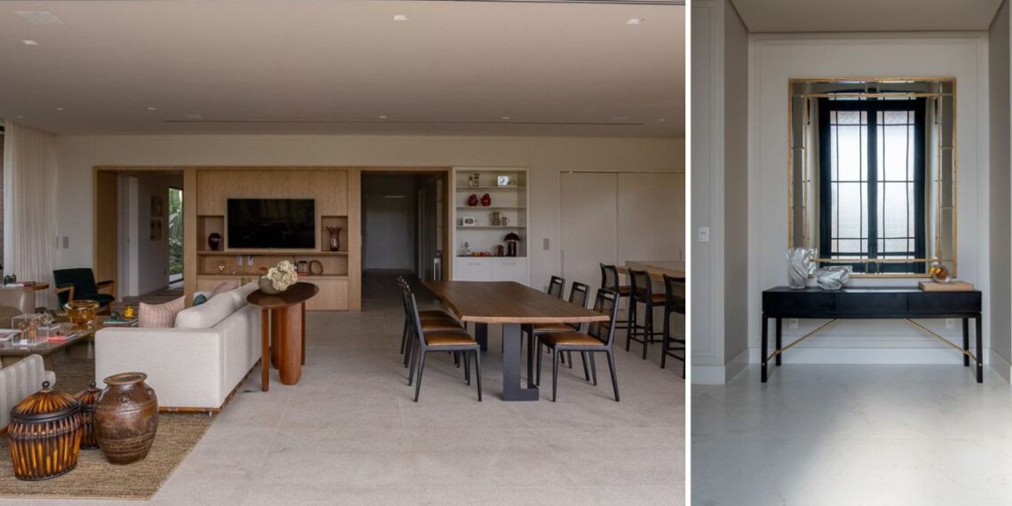 Presente em diversos ambientes internos, o aparador é a solução para ambientes que precisam de um móvel para atuar como suporte de itens pequenos e decorativos | Projetos: Paiva e Passarini Arquitetura e Design | Fotos: Vitor Martins e Xavier Neto