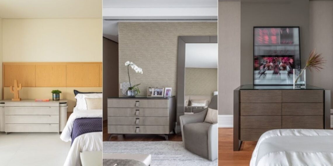 Com acabamentos, cores e desenhos variados, a cômoda é um móvel atemporal que se destaca nos projetos de quartos assinados pelo escritório Patricia Penna Arquitetura & Design | Fotos: Leandro Moraes e Marco Tiê.