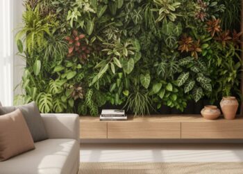 jardim vertical em a sala de estar