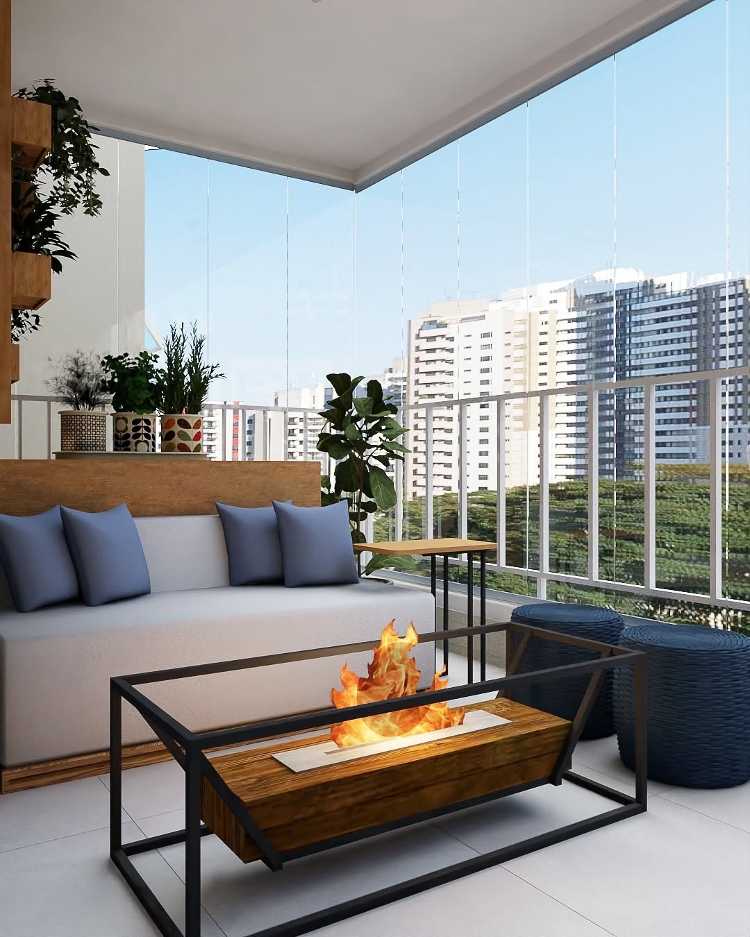 area de lazer - varanda - com lareira ecologica