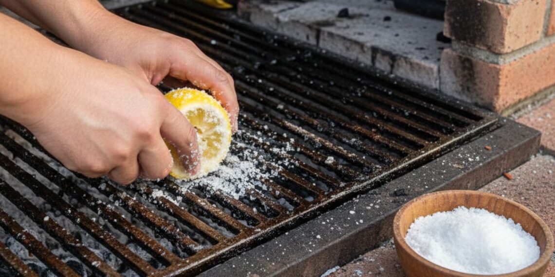 Não jogue fora o limão: Use o segredo do sal grosso para deixar sua churrasqueira como nova