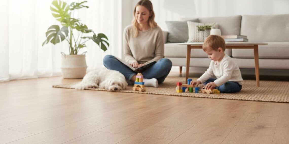 Piso laminado de madeira na decoração