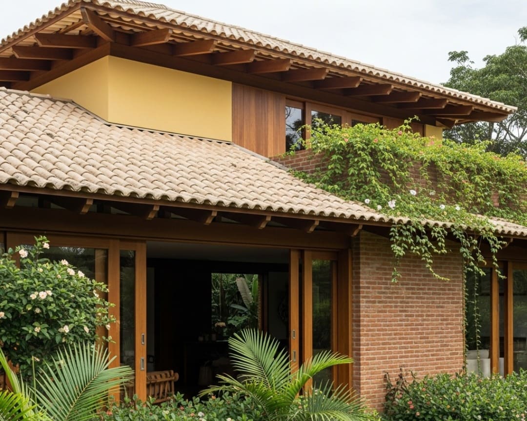 Tijolinho aparente na fachada transforma a casa com textura, memória e sofisticação discreta