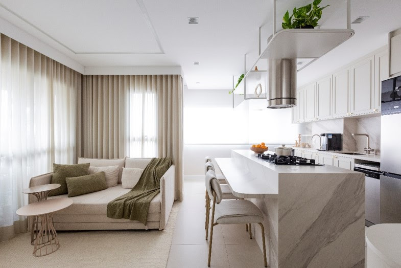 Apartamento de 60m² mostra como unir romantismo e funcionalidade em um único projeto