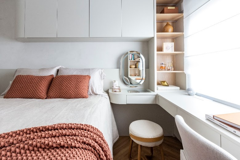 Apartamento de 60m² mostra como unir romantismo e funcionalidade em um único projeto