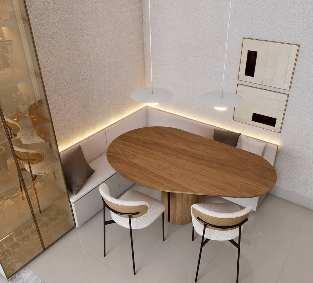 Canto alemão: o detalhe que otimiza o espaço e cria ambientes mais acolhedores