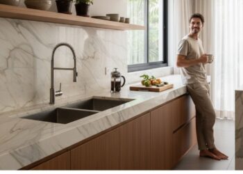 Pia de mármore na cozinha: quando o charme do material vale o investimento