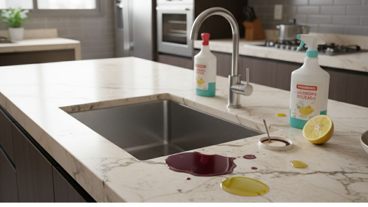 Pia de mármore na cozinha: quando o charme do material vale o investimento