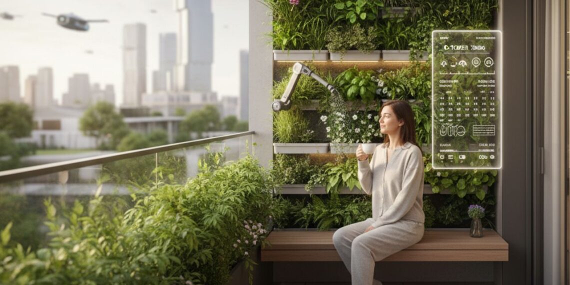 Jardins Inteligentes: Como a tecnologia e a biofilia estão criando refúgios urbanos à prova de estresse em 2026
