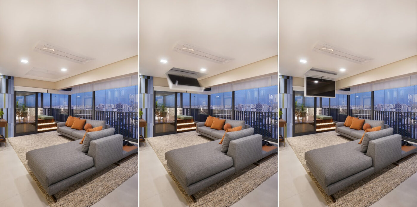 TV Flap: modernização e liberdade através do recurso que mimetiza o aparelho ao teto