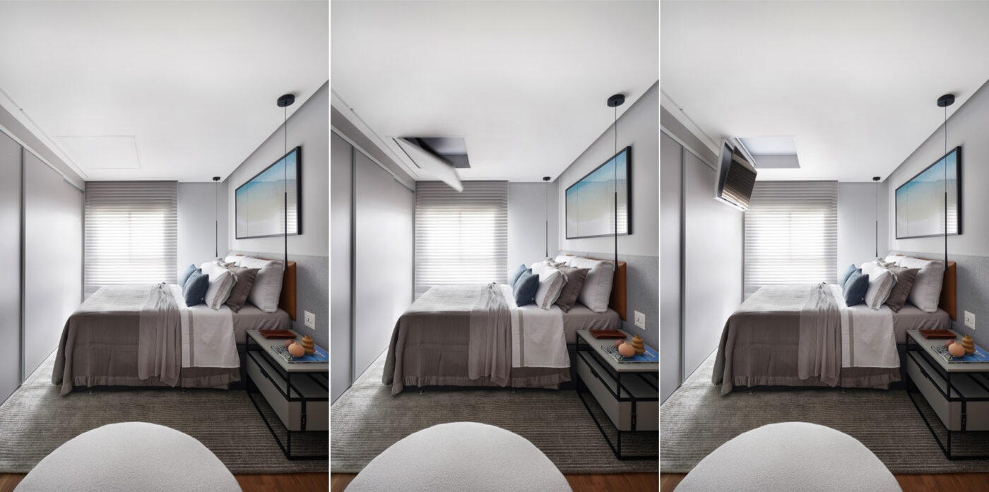 TV Flap: modernização e liberdade através do recurso que mimetiza o aparelho ao teto