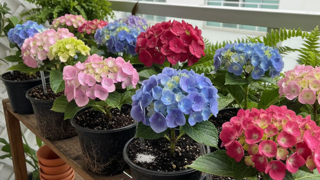 Você sabia que a cor das hortênsias azuis, rosas e roxas pode ser ajustada pelo pH do solo?