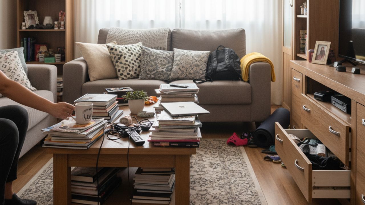 Sinais de que talvez seja hora de organizar sua sala de estar