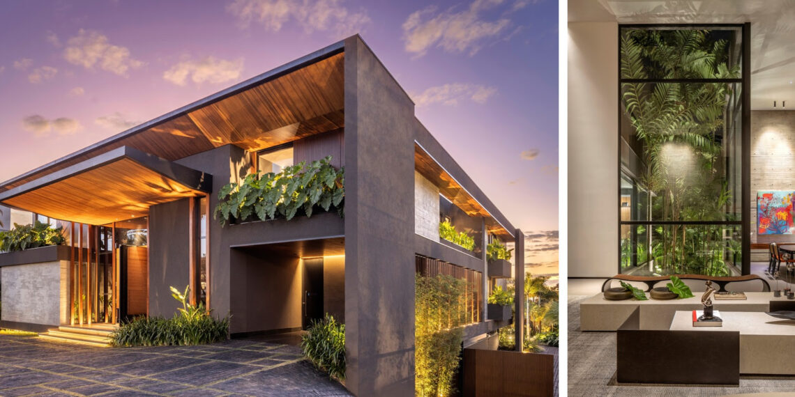 Cada vez mais, o verde “invade” a arquitetura e promove a integração entre os ambientes internos e externos. Na primeira imagem, as plantas envolvem a fachada e a área externa da residência. Na segunda foto, um jardim de inverno leva a natureza para dentro da sala | Projeto de paisagismo: Depieri Paisagismo | Projeto de arquitetura: Denise Zuba Arquitetos | Fotos: Edgard Cesar