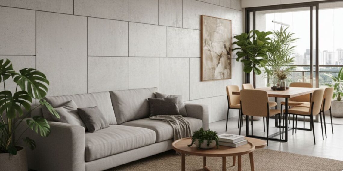 Placas cimentícias na decoração: da obra para o quarto, a cozinha e o living