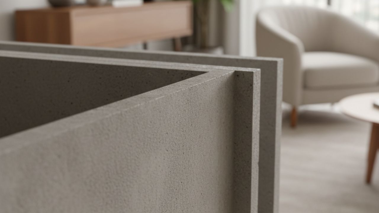 Placas cimentícias na decoração: da obra para o quarto, a cozinha e o living