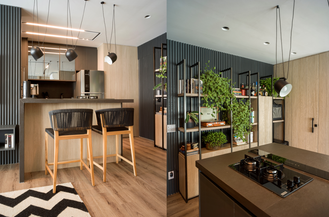 Reforma de apartamento de 60 m² em São Paulo aposta em madeira e linguagem masculina contemporânea