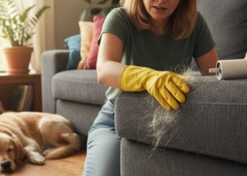 Pelos de pet no sofá: o truque com luva de borracha que supera o rolo adesivo