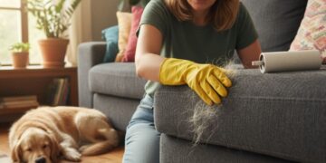 Pelos de pet no sofá: o truque com luva de borracha que supera o rolo adesivo