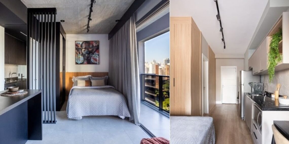 Por conta da facilidade de direcionar os spots para a direção desejada, o recurso é perfeito para iluminar setores que não possuem paredes, como apartamentos reduzidos e áreas interligadas, permitindo que a luz se espalhe por todo o espaço. Projetos: ResiliArt Arquitetura | Fotos: Kelly Queiroz