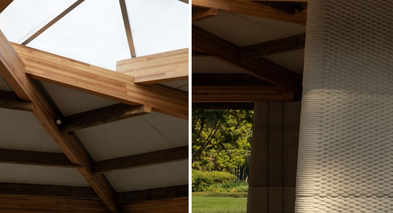 Bienal de Arquitetura Brasileira exibe casa com pilares impressos em 3D inspirados na bananeira