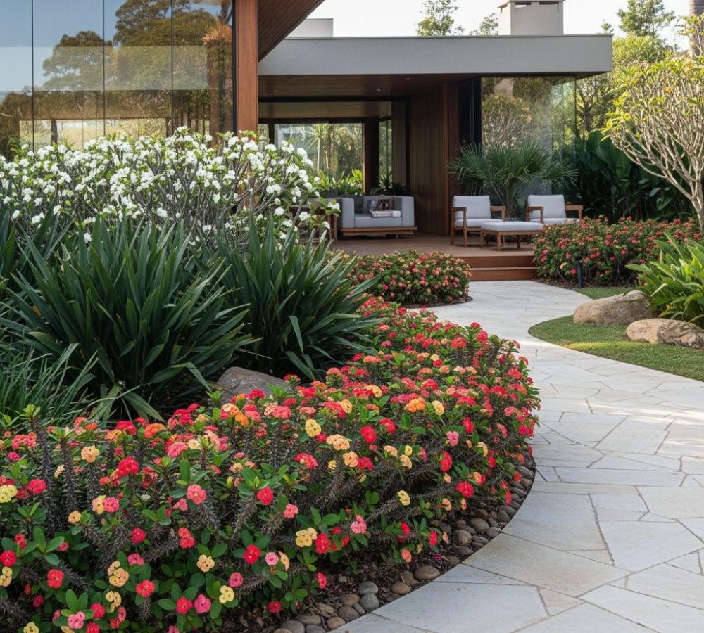 Coroa-de-Cristo: a planta que define limites, cria volume e floresce o ano todo no jardim