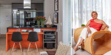 Pontos de destaque na decoração, nos projetos assinados pela arquiteta Cristiane Schiavoni a energia do laranja marca presença em quadros, cadeiras, sofás, bancadas e tapetes, entre outros elementos | Projetos Cristiane Schiavoni | Fotos: Carlos Piratininga