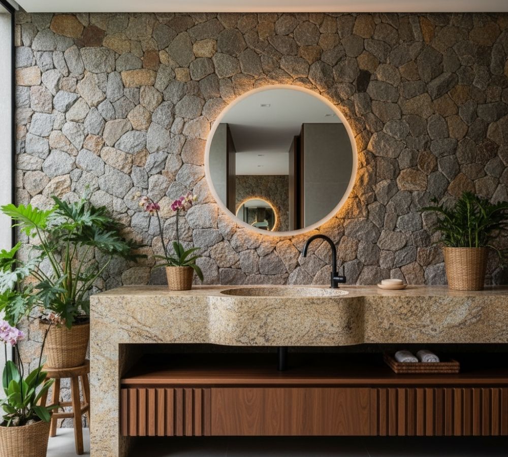 Pedra moledo: como esse revestimento natural entrega textura, aconchego e identidade a qualquer ambiente