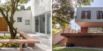 No coração da casa projetada pelo arquiteto Raphael Wittmann, uma imponente árvore Jacarandá dá forma ao pátio central, em torno do qual toda a residência se organiza | Projeto Rawi Arquitetura | Fotos: Rafael Renzo