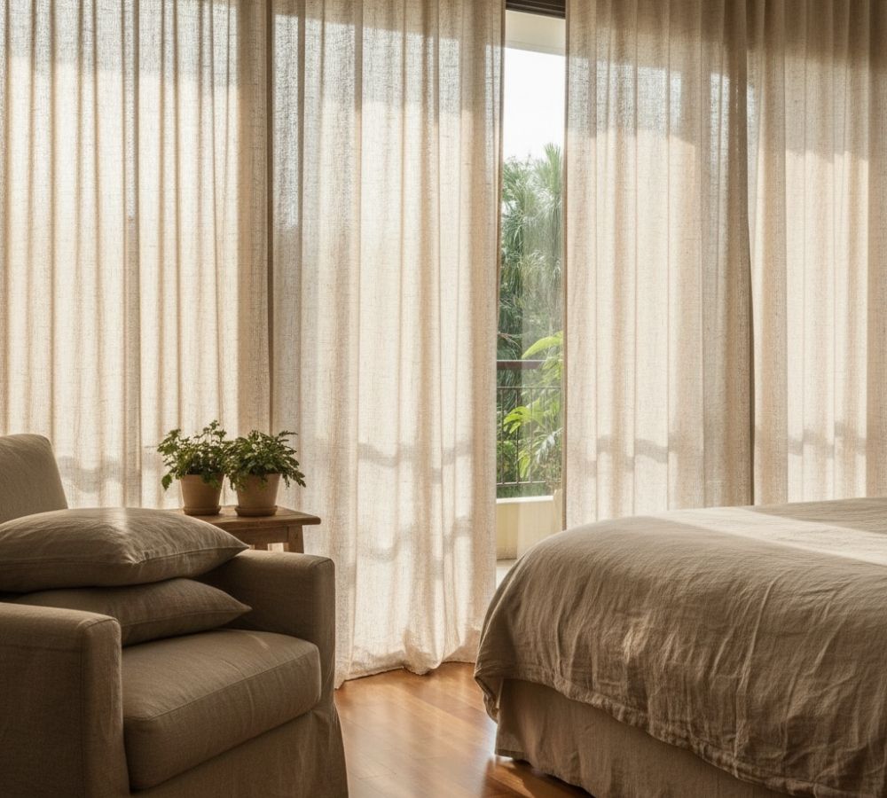 Linho natural amassa, desbota e custa caro — e ainda assim é a melhor escolha para alguns ambientes